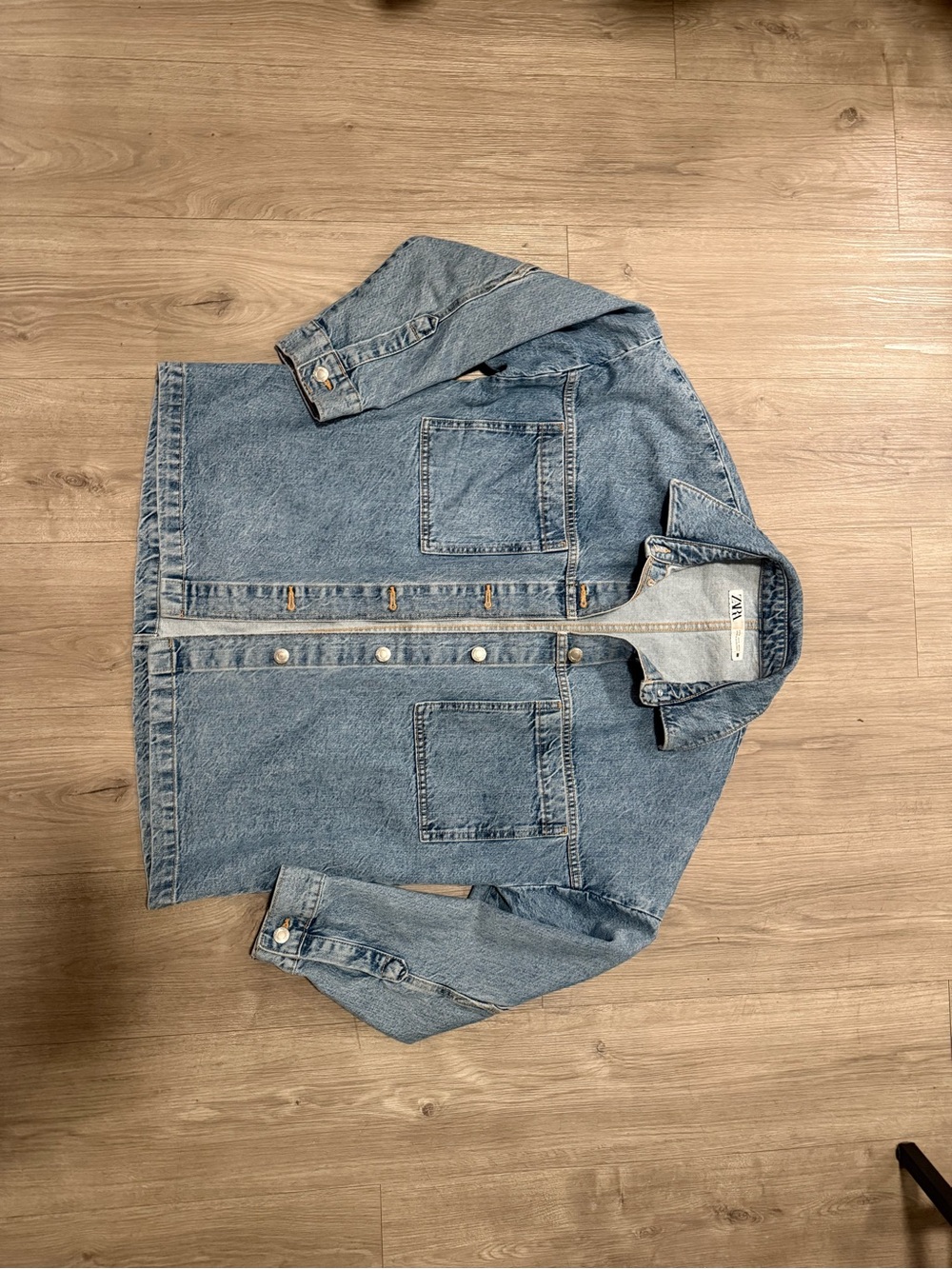 Vintage-Inspired Light Blue Denim Shacket